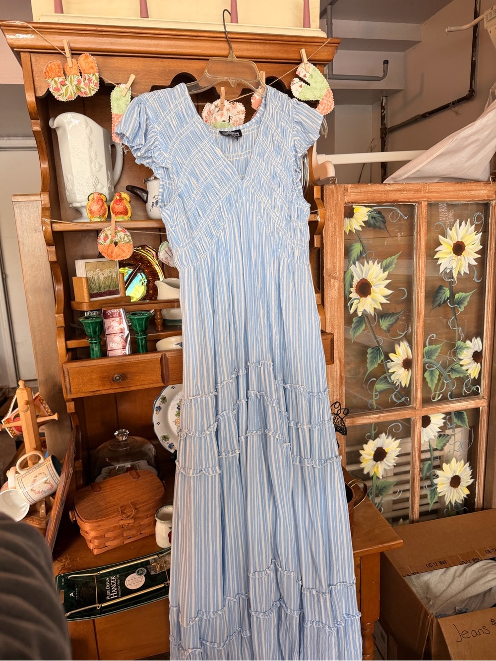 Light Blue Striped Maxi Dress - Angie’s Size L